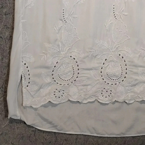 Tribal Women's Sequins & Embroidered  White Tank Top in Size Small - Picture 4 of 12